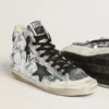 Women’s Francy in nylon with all-over silver sequins and black leather star