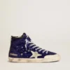 Women's Francy Penstar in bright blue sequins with ice-gray suede star