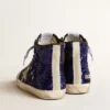 Women's Francy Penstar in bright blue sequins with ice-gray suede star