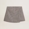 Women's gray mini shorts in houndstooth wool