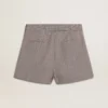 Women's gray mini shorts in houndstooth wool