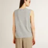 Women's gray sleeveless T-shirt with yellow print