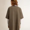 Women's gray T-shirt dress with distressed treatment