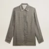 Women's green viscose-blend silk shirt with floral pattern