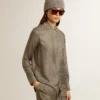 Women's green viscose-blend silk shirt with floral pattern