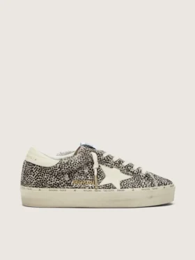 Women’s Hi Star in black and white pony skin with white leather star