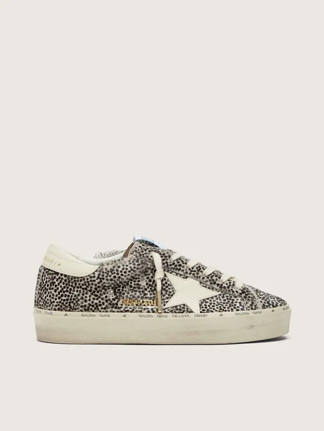 Women’s Hi Star in black and white pony skin with white leather star