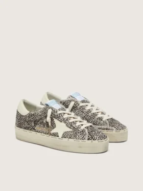 Women’s Hi Star in black and white pony skin with white leather star