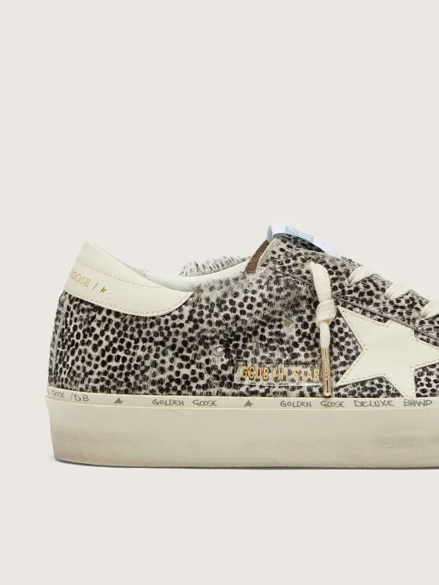 Women’s Hi Star in black and white pony skin with white leather star