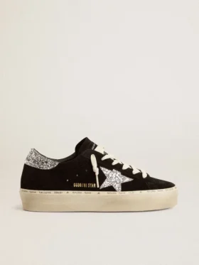 Women’s Hi Star in black suede with silver glitter star