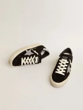 Women’s Hi Star in black suede with silver glitter star