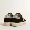 Women’s Hi Star in black suede with silver glitter star