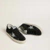 Women's Hi Star in black suede with silver Swarovski crystal star