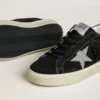 Women's Hi Star in black suede with silver Swarovski crystal star