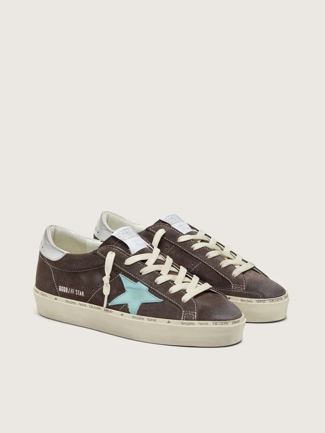 Women’s Hi Star in dark gray suede with aqua-green star