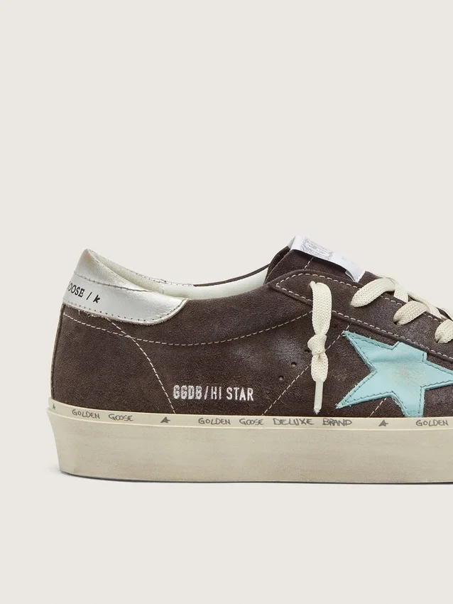 Women’s Hi Star in dark gray suede with aqua-green star