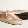 Women's Hi Star in pink suede with cream star and silver leather heel tab