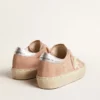 Women's Hi Star in pink suede with cream star and silver leather heel tab
