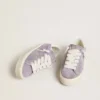 Women's Hi Star in purple suede with silver glitter star