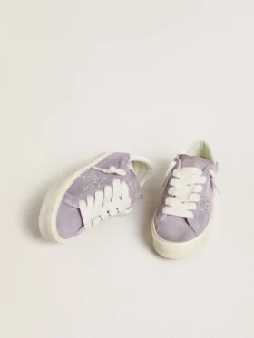 Women’s Hi Star in purple suede with silver glitter star