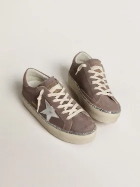 Women’s Hi Star in suede with silver leather star and leather heel tab