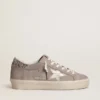 Women’s Hi Star sneakers in beige suede with laminated leather star and glitter heel tab