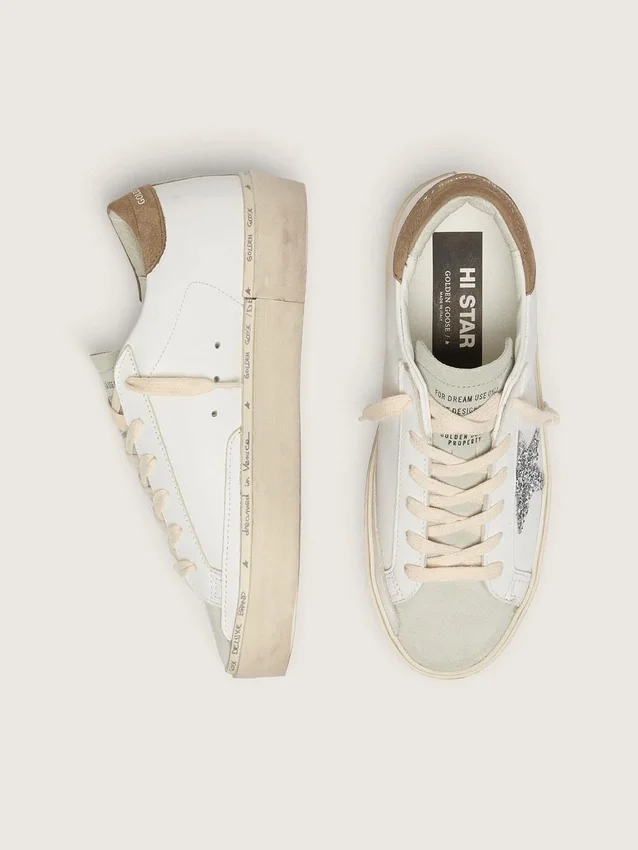 Women’s Hi Star with silver glitter star and dove-gray nubuck heel tab