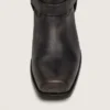 Women's high Biker boots in black leather with strap and silver-colored buckle