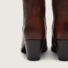 Women's high Wish Star boots in brown leather with floral embroidery