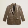 Women's houndstooth jacket with all-over sequin embroidery