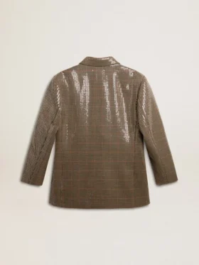 Women’s houndstooth jacket with all-over sequin embroidery