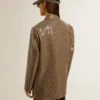 Women's houndstooth jacket with all-over sequin embroidery