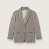 Women's jacket in gray Prince of Wales check with crystal embroidery