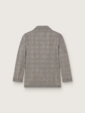 Women’s jacket in gray Prince of Wales check with crystal embroidery