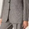 Women's jacket in gray Prince of Wales check with crystal embroidery