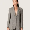 Women's jacket in gray Prince of Wales check with crystal embroidery