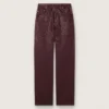 Women's jeans in burgundy denim with gradient crystals
