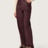 Women's jeans in burgundy denim with gradient crystals