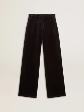 Women's joggers in velvet-effect cotton blend