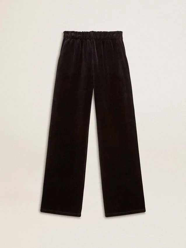 Women's joggers in velvet-effect cotton blend