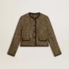 Women's Journey jacket in wool tweed with coffee-colored suede details