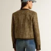 Women's Journey jacket in wool tweed with coffee-colored suede details