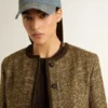 Women's Journey jacket in wool tweed with coffee-colored suede details