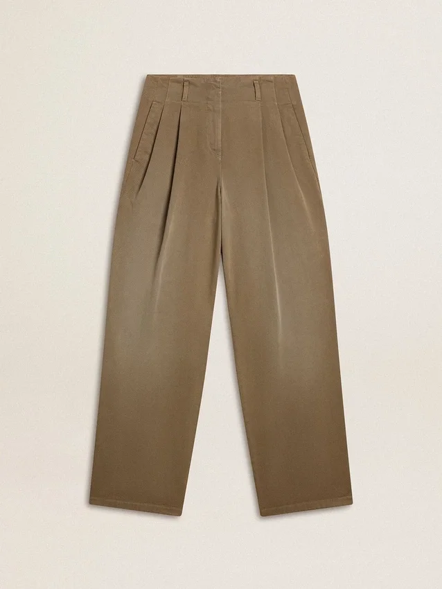 Women's khaki cotton pants