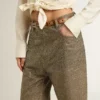 Women's khaki cotton pants with gradient Swarovski effect