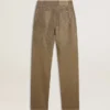 Women's khaki cotton pants with gradient Swarovski effect