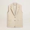 Women's khaki wool blend vest jacket