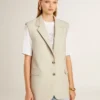 Women's khaki wool blend vest jacket