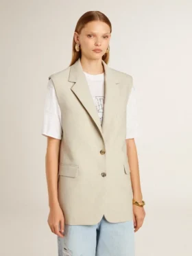 Women’s khaki wool blend vest jacket