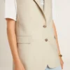 Women's khaki wool blend vest jacket